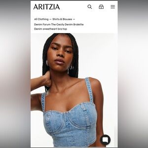 Aritzia Denim Bralette sweetheart corset